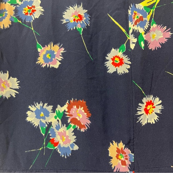 Madewell 12 Blue Floral 100% Silk Button Front Boho Cottagecore Retro Mini Dress - Picture 9 of 13